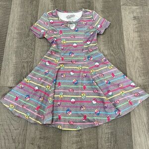 Shopkins Striped Pink and Gray Kids Dress